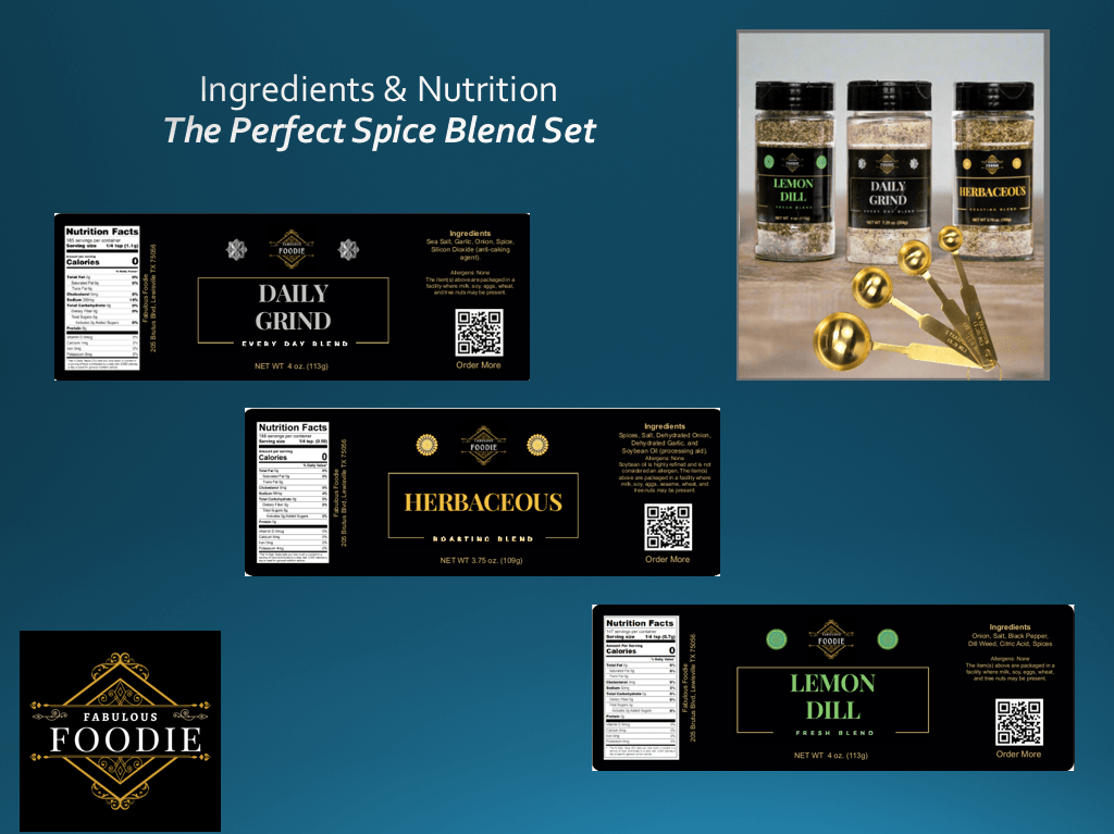 Fab Foodie "Perfect Spice Blends with gold spoons" - Fabulous Foodie