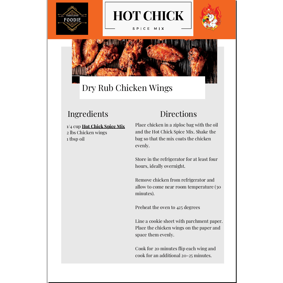 Hot Chick - Fabulous Foodie Recipe Ready Spice Mix